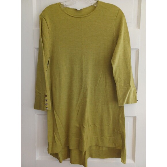 J. Jill merino wool tunic sweater M moss green minimalist classic Lagenlook - Picture 2 of 10